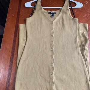 Must Have Forever 21 simple knit olive green button up dress with bottom slit